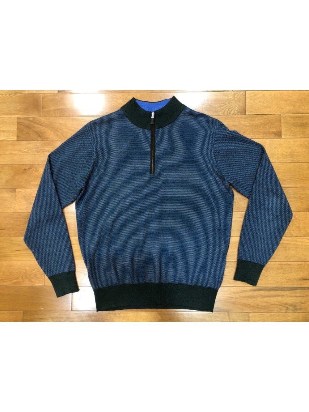 Peter Millar Men's Size M Merino Wool Needle Stripe 1/4 Zip Sweater MF18S63